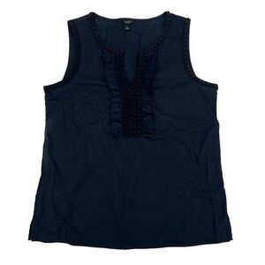 Talbots Blue Ruffled V Neck Sleeveless Blouse Size Medium Women’s